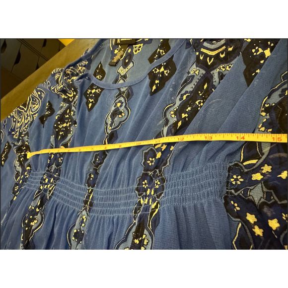 INC Blue Studded Print Batwing Sleeves Nylon Top Sz M - Picture 10 of 15